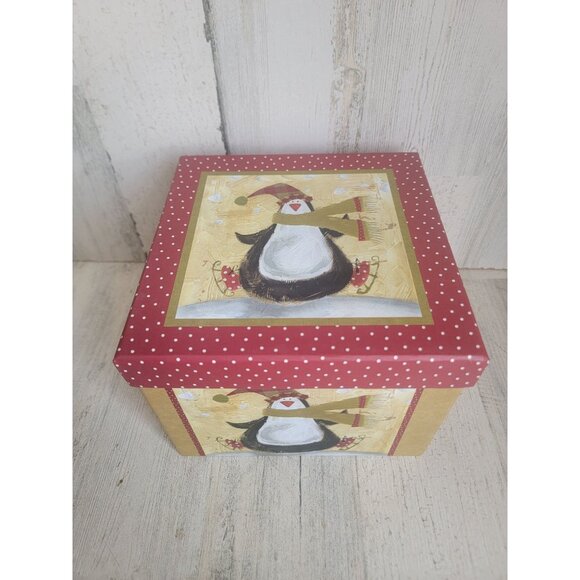 Penguin Cardboard gift box skating present home decor - Picture 2 of 7